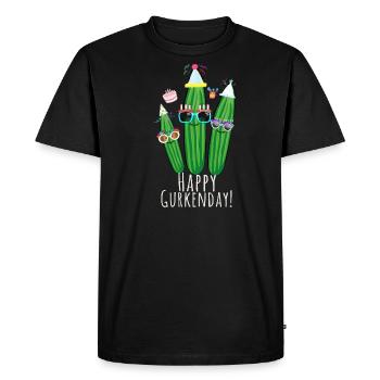Anniversaire, concombres, concombre, trio, célébration - T-shirt Premium bio Homme - noir - Devant - Nico (187cm)