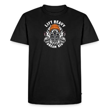 lift heavy - Men's Premium Organic T-Shirt - black - Front - Nico (187cm)