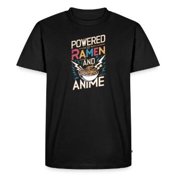 Powered by Ramen and Anime - Men's Premium Organic T-Shirt - black - Front - Nico (187cm)