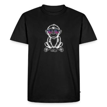 Baby Monkey Bonobo with Sunglasses 🐵 - Men's Premium Organic T-Shirt - black - Front - Nico (187cm)