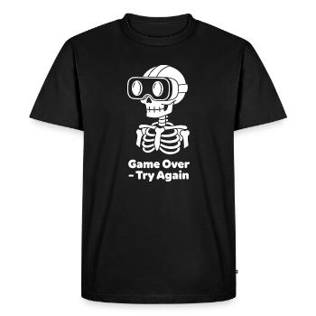 Motif VR squelette GameOver - T-shirt Premium bio Homme - noir - Devant - Nico (187cm)