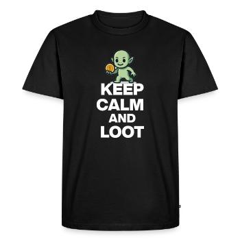 RESTE CALME ET PILLE, OR GOBELIN ! FÊTE DE NERDS GAMERS - T-shirt Premium bio Homme - noir - Devant - Nico (187cm)
