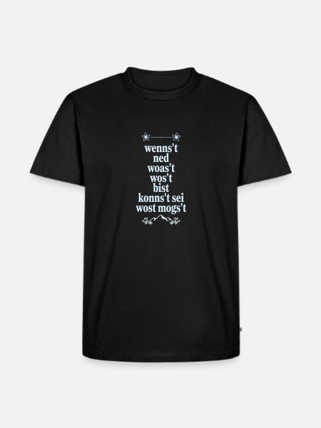 Bayerischer Dialekt Spruchkunst - Männer Premium Bio T-Shirt - Schwarz