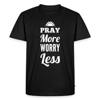 Pray More Worry Less - Men's Premium Organic T-Shirt - black - Front - Nico (187cm)
