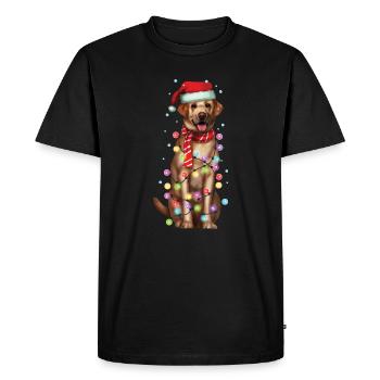 Christmas Funny Labrador Santa Dog Xmas Gift - Men's Premium Organic T-Shirt - black - Front - Nico (187cm)