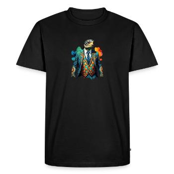 Tortue en costume - T-shirt Premium bio Homme - noir - Devant - Nico (187cm)