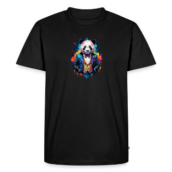 Panda en costume - T-shirt Premium bio Homme - noir - Devant - Nico (187cm)