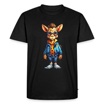 Cute Giraffe Cartoon - Men's Premium Organic T-Shirt - black - Front - Nico (187cm)