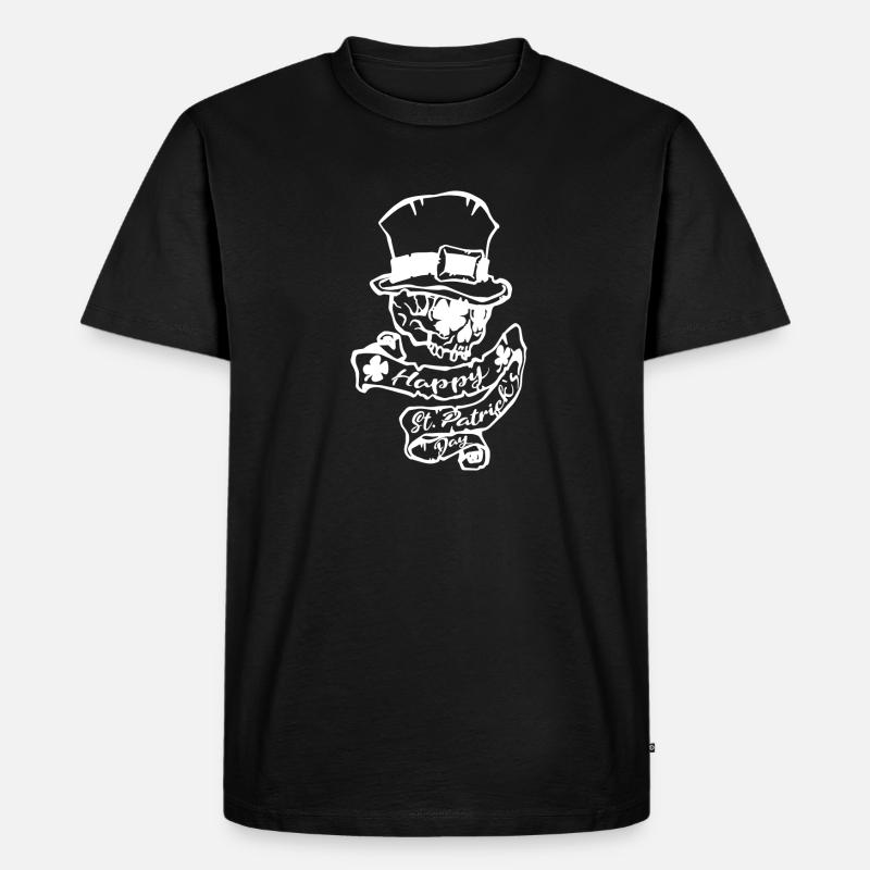 St. Patrick Schädel - Männer Premium Bio T-Shirt - Schwarz