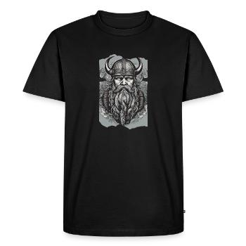 Nordic Valor, Beard Horns Helmet Viking Character - Men's Premium Organic T-Shirt - black - Front - Nico (187cm)