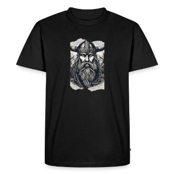 Norseman Legend Viking Horned Helmet Beard Grey - Men's Premium Organic T-Shirt - black - Front - Nico (187cm)
