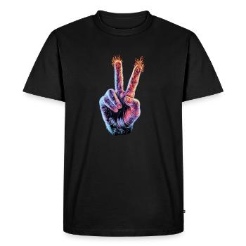Victoire Paix seulement deux déclarations zeitgeist - T-shirt Premium bio Homme - noir - Devant - Nico (187cm)