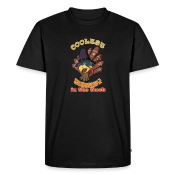 La dinde la plus cool du troupeau Je joyeux Thanksgiving - T-shirt Premium bio Homme - noir - Devant - Nico (187cm)