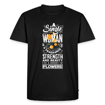 Une femme célibataire beauté et forte comme un bouquet - T-shirt Premium bio Homme - noir - Devant - Nico (187cm)