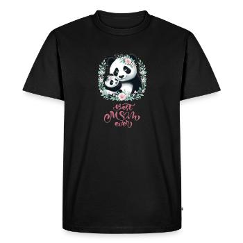 Best Mom Ever Panda Lover Floral Wreath I Mom - Men's Premium Organic T-Shirt - black - Front - Nico (187cm)