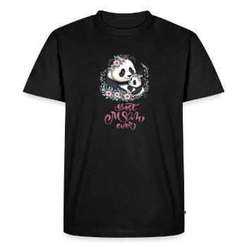 Best Mom Ever Panda Lover Floral Wreath I Mom - Men's Premium Organic T-Shirt - black - Front - Nico (187cm)
