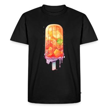 Glace à l’eau fruitée sur le style fruits colorés d’été - T-shirt Premium bio Homme - noir - Devant - Nico (187cm)