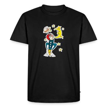 Spacerocket - En route vers la Lune et les étoiles - T-shirt Premium bio Homme - noir - Devant - Nico (187cm)