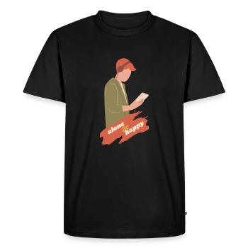 Seul et heureux - T-shirt Premium bio Homme - noir - Devant - Nico (187cm)