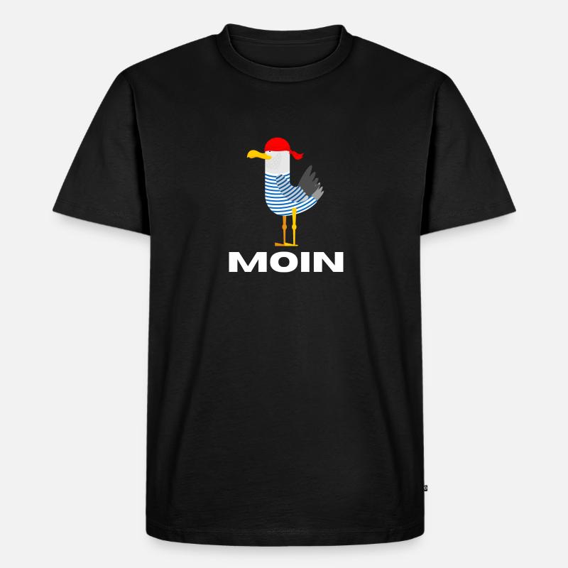 Moin Möwe Deutsch Geschenk - Männer Premium Bio T-Shirt - Schwarz