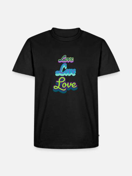 Love Love Love - Männer Premium Bio T-Shirt - Schwarz