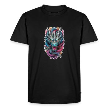 dragon asiatique - japon - chinois - T-shirt Premium bio Homme - noir - Devant - Nico (187cm)