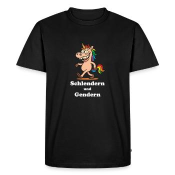 Schlender und Gendern - Männer Premium Bio T-Shirt - Schwarz - Vorne - Nico (187cm)