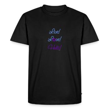 Vivez! L'amour! Hula! - T-shirt Premium bio Homme - noir - Devant - Nico (187cm)