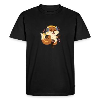 Fox écoute de la musique et danse - T-shirt Premium bio Homme - noir - Devant - Nico (187cm)