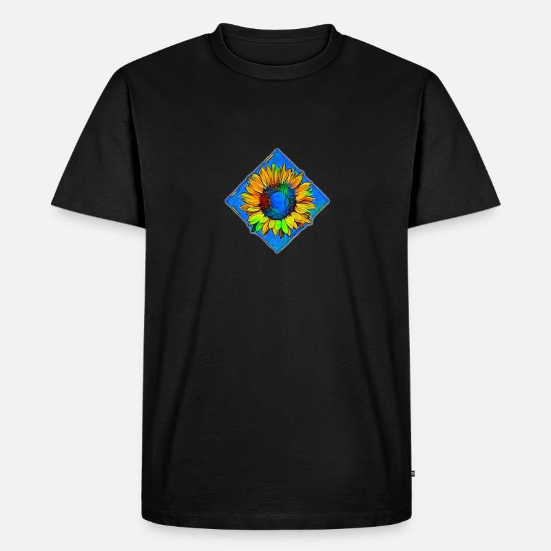 Sonnenblume - Männer Premium Bio T-Shirt - Schwarz