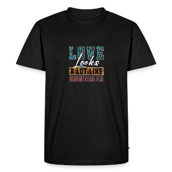 L’amour ressemble beaucoup aux levers de soleil - T-shirt Premium bio Homme - noir - Devant - Nico (187cm)