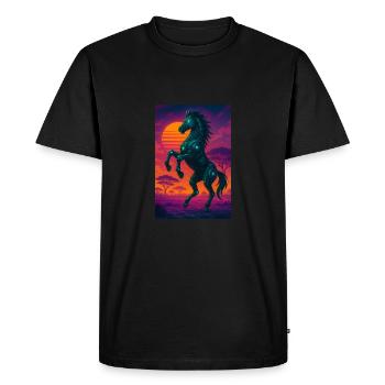 Bande dessinée Cyber Horse – Style néon avec V futuriste - T-shirt Premium bio Homme - noir - Devant - Nico (187cm)