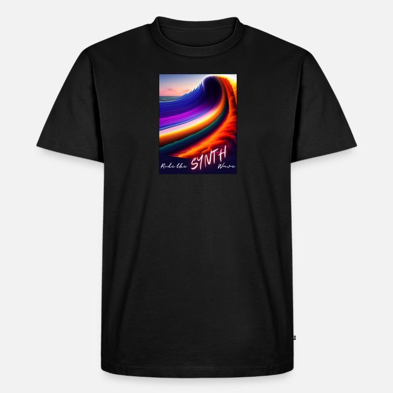Ride the Synthwave - Männer Premium Bio T-Shirt - Schwarz