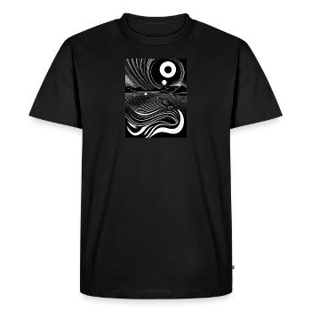 Landscape of patterns and lines with sun and moon - Men's Premium Organic T-Shirt - black - Front - Nico (187cm)