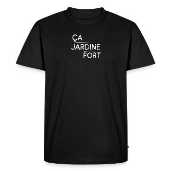 Ça jardine fort motif Blanc - T-shirt Premium bio Homme - noir - Devant - Nico (187cm)
