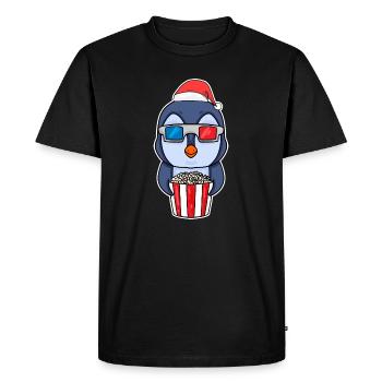 Pingouin 3d cinéma soirée cinéma Noël - T-shirt Premium bio Homme - noir - Devant - Nico (187cm)
