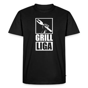 Grill League Logo Spit Fire - Men's Premium Organic T-Shirt - black - Front - Nico (187cm)