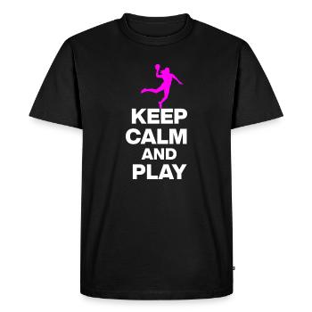RESTEZ CALMES ET JOUEZ AU HANDBALL ! EM GIFT ALLEMAGNE - T-shirt Premium bio Homme - noir - Devant - Nico (187cm)