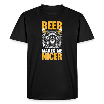 La bière panda trash me rend un raton laveur plus gentil - T-shirt Premium bio Homme - noir - Devant - Nico (187cm)