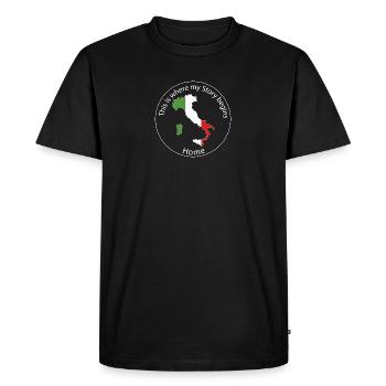 This is where my story begins - Motif Italy - Men's Premium Organic T-Shirt - black - Front - Nico (187cm)