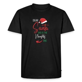 Cher Père Noël, elle est la vilaine Noël - T-shirt Premium bio Homme - noir - Devant - Nico (187cm)
