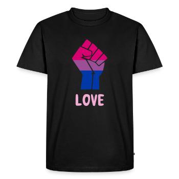 Love Bisexual Pride Fist Design pour l’égalité - T-shirt Premium bio Homme - noir - Devant - Nico (187cm)