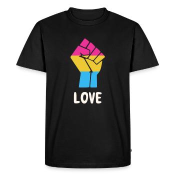 Love Pansexual Pride Fist Design pour l’égalité - T-shirt Premium bio Homme - noir - Devant - Nico (187cm)