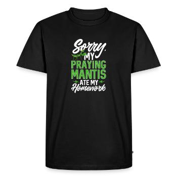 Mante religieuse, collectionneur d’insectes, entomologiste - T-shirt Premium bio Homme - noir - Devant - Nico (187cm)