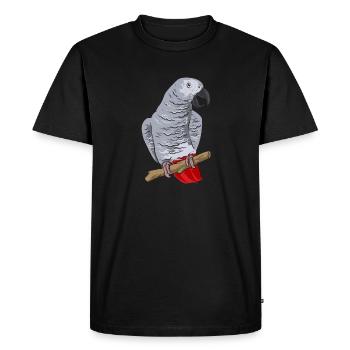 Graupapagei Perroquet gris d’Afrique Papagei - T-shirt Premium bio Homme - noir - Devant - Nico (187cm)