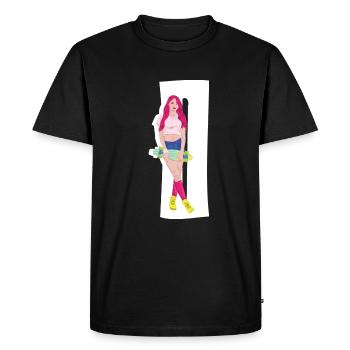 Patineur roux avec planche à roulettes - T-shirt Premium bio Homme - noir - Devant - Nico (187cm)