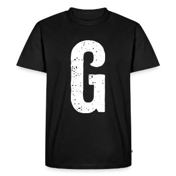 Lettre G - T-shirt Premium bio Homme - noir - Devant - Nico (187cm)