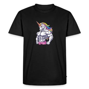 Gym Einhorn - Männer Premium Bio T-Shirt - Schwarz - Vorne - Nico (187cm)