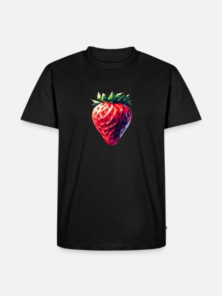 Erdbeere im Polygon-Stil - Männer Premium Bio T-Shirt - Schwarz