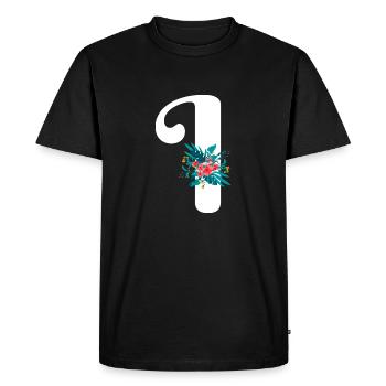 letter I flowered - Men's Premium Organic T-Shirt - black - Front - Nico (187cm)